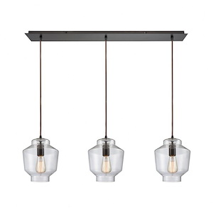 Barrel - 3 Light Linear Mini Pendant in Modern Style with Scandinavian and Modern Farmhouse inspirations - 10 Inches tall and 36 inches wide