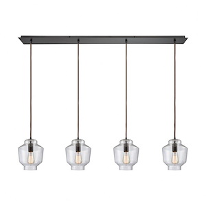 Barrel - 4 Light Linear Pendant in Modern/Contemporary Style with Scandinavian and Modern Farmhouse inspirations - 10 Inches tall and 46 inches wide - 704951