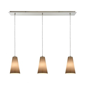 Connor - 3 Light Linear Mini Pendant in Transitional Style with Art Deco and Coastal/Beach inspirations - 11 Inches tall and 36 inches wide