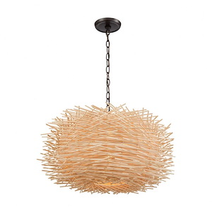 Bamboo Nest - 3 Light Pendant in Modern/Contemporary Style with Nature-Inspired/Organic and Asian inspirations - 13 Inches tall and 23 inches wide