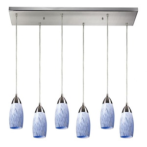 Milan - 6 Light Rectangular Pendant in Transitional Style with Boho and Eclectic inspirations - 9 Inches tall and 9 inches wide - 408302