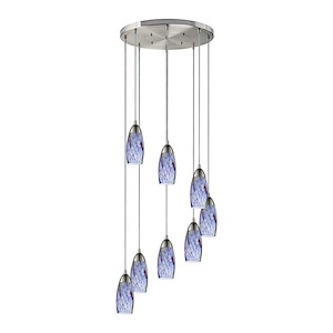 Milan - 8 Light Round Pendant in Transitional Style with Coastal/Beach and Eclectic inspirations - 7 Inches tall and 18 inches wide - 459072