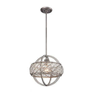 Bradington - 1 Light Pendant in Modern/Contemporary Style with Luxe/Glam and Mid-Century Modern inspirations - 12 Inches tall and 13 inches wide