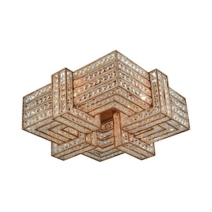 Lexicon - 4 Light Flush Mount in Modern/Contemporary Style with Luxe/Glam and Art Deco inspirations - 6 Inches tall and 19 inches wide