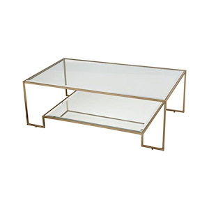 Scotch Mist - Modern/Contemporary Style w/ Luxe/Glam inspirations - Glass and Metal and Mirror Coffee Table - 16 Inches tall 47 Inches wide - 874937