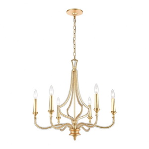 La Rochelle - 6 Light Chandelier in Traditional Style with French Country and Luxe/Glam inspirations - 25 Inches tall and 26 inches wide - 881710