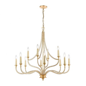 La Rochelle - 12 Light Chandelier in Traditional Style with French Country and Luxe/Glam inspirations - 36 Inches tall and 38 inches wide