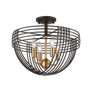 Concentric - 4 Light Semi-Flush Mount in Modern/Contemporary Style with Mid-Century and Art Deco inspirations - 13 Inches tall and 16 inches wide - 881536