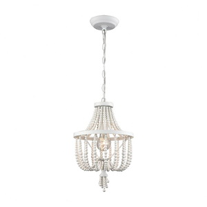 Virgin Queen - Transitional Style w/ Coastal/Beach inspirations - Metal and Wood 1 Light Pendant - 14 Inches tall 10 Inches wide