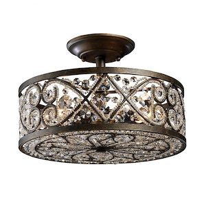 Amherst - 4 Light Semi-Flush Mount in Traditional Style with Victorian and Luxe/Glam inspirations - 10 Inches tall and 13 inches wide