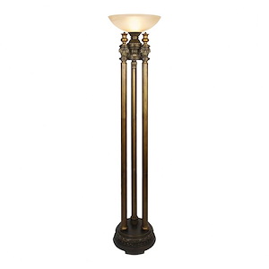 Athena - Traditional Style w/ Victorian inspirations - Glass and Metal and Poly 1 Light Floor Lamp - 72 Inches tall 18 Inches wide
