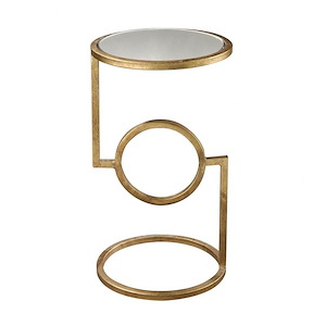 Mirrored Top - Transitional Style w/ ArtDeco inspirations - Marble and Metal Side Table - 22 Inches tall 12 Inches wide