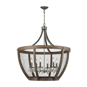 Renaissance Invention - Transitional Style w/ ModernFarmhouse inspirations - 6 Light Wide Basket Pendant - 33 Inches tall 30 Inches wide - 874764