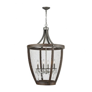 Renaissance Invention - Transitional Style w/ ModernFarmhouse inspirations - 4 Light Long Basket Pendant - 36 Inches tall 23 Inches wide
