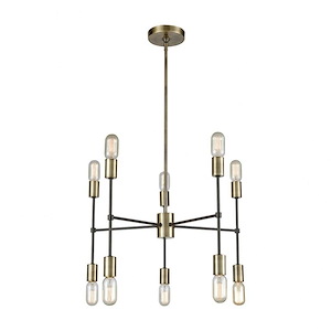 Up Down Century - Modern/Contemporary Style w/ ArtDeco inspirations - Metal 10 Light Chandelier - 14 Inches tall 24 Inches wide