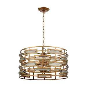 Metro - Modern/Contemporary Style w/ ArtDeco inspirations - Crystal and Metal 5 Light Pendant - 12 Inches tall 22 Inches wide