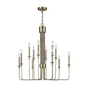 Edward - Traditional Style w/ ArtDeco inspirations - Metal 12 Light Chandelier - 38 Inches tall 36 Inches wide - 873377