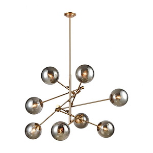 Accelerated Returns - Modern/Contemporary Style w/ Luxe/Glam inspirations - Glass and Metal 8 Light Chandelier - 24 Inches tall 34 Inches wide