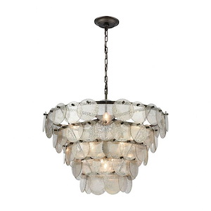 Airesse - Transitional Style w/ Luxe/Glam inspirations - Glass and Metal 9 Light Chandelier - 20 Inches tall 25 Inches wide