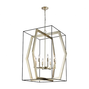 Mixed Geometries - Transitional Style w/ Luxe/Glam inspirations - Metal 8 Light Pendant - 36 Inches tall 32 Inches wide