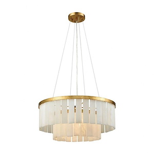 Orchestra - Transitional Style w/ Luxe/Glam inspirations - Marble and Metal 1 Light Pendant - 9 Inches tall 20 Inches wide