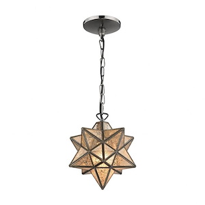 Moravian Star - Traditional Style w/ Luxe/Glam inspirations - Metal 1 Light Mini Pendant - 10 Inches tall 9 Inches wide