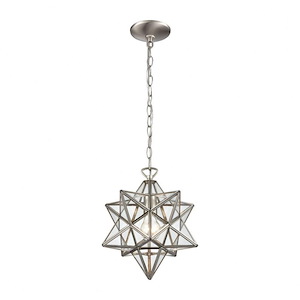 Moravian Star - Transitional Style w/ ModernFarmhouse inspirations - Glass and Metal 1 Light Pendant - 12 Inches tall 12 Inches wide