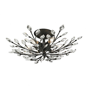 Crystal Branches - 6 Light Semi-Flush Mount in Traditional Style with French Country and Nature inspirations - 8 Inches tall and 24 inches wide