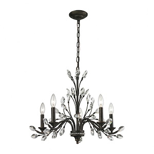 Crystal Branches - 5 Light Chandelier in Traditional Style with French Country and Nature/Organic inspirations - 17 Inches tall and 25 inches wide