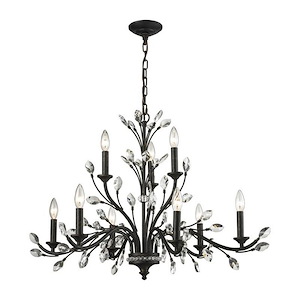 Crystal Branches - 9 Light Chandelier in Traditional Style with French Country and Nature/Organic inspirations - 23 Inches tall and 33 inches wide - 459231