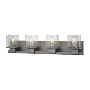 Hotelier - 4 Light Bath Vanity in Modern/Contemporary Style with Art Deco and Scandinavian inspirations - 7 Inches tall and 30 inches wide
