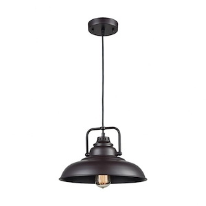 Rum Row - Transitional Style w/ ModernFarmhouse inspirations - Metal 1 Light Pendant - 9 Inches tall 13 Inches wide
