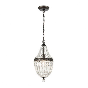 Morley - Transitional Style w/ Luxe/Glam inspirations - Crystal and Metal 1 Light Mini Chandelier - 18 Inches tall 8 Inches wide
