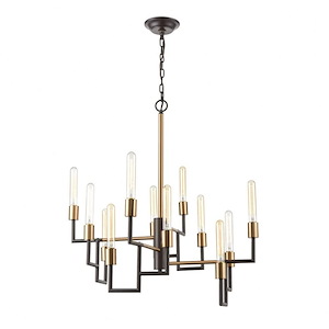 Congruency - 12 Light Chandelier in Modern/Contemporary Style with Art Deco and Urban/Industrial inspirations - 18 Inches tall and 29 inches wide