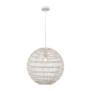 Simoom - Modern/Contemporary Style w/ Coastal/Beach inspirations - Metal and Rope 1 Light Pendant - 19 Inches tall 19 Inches wide