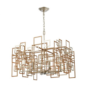 Gridlock - 6 Light Chandelier in Modern/Contemporary Style with Luxe/Glam and Asian inspirations - 17 Inches tall and 23 inches wide