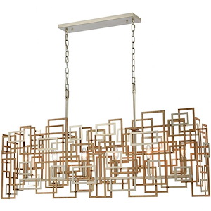 Gridlock - 6 Light Island in Modern/Contemporary Style with Luxe/Glam and Asian inspirations - 17 Inches tall and 44 inches wide