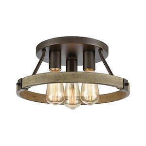 Transitions - 3 Light Semi-Flush Mount in Transitional Style with Modern Farmhouse and French Country inspirations - 6 Inches tall and 14 inches wide - 921491