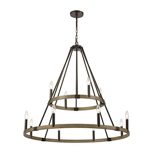 Transitions - 12 Light 2-Tier Chandelier in Transitional Style with Modern Farmhouse and French Country inspirations - 35 by 36 inches wide - 921492