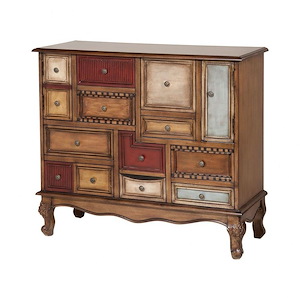 Apothecary Style 14 Drawer and Door Multi-Colored Combination Dresser in Multicolor Finish-Made of Birch/Mdf-Horizontal Combo Dresser