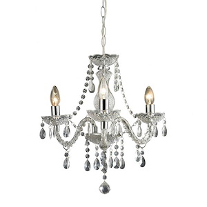 Theatre - Traditional Style w/ FrenchCountry inspirations - Acrylic and Glass and Metal 3 Light Chandelier - 18 Inches tall 16 Inches wide