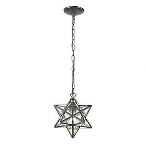 Star - Traditional Style w/ Luxe/Glam inspirations - Glass and Metal 1 Light Mini Pendant - 12 Inches tall 11 Inches wide