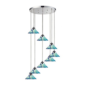 Eight Light Pendant in Modern/Contemporary Style with Art Deco and Luxe/Glam inspirations - 8 Inches tall and 18 inches wide
