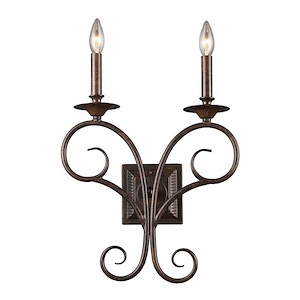 Gloucester - 2 Light Wall Sconce in Traditional Style with Country/Cottage and Southwestern inspirations - 17.5 Inches tall and 14 inches wide