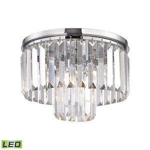 Palacial - 4.8W 1 LED Semi-Flush Mount in Traditional Style with Art Deco and Luxe/Glam inspirations - 9 Inches tall and 12 inches wide