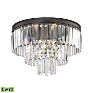 Palacial - 14.4W 3 LED Semi-Flush Mount in Traditional Style with Art Deco and Luxe/Glam inspirations - 13 Inches tall and 19 inches wide