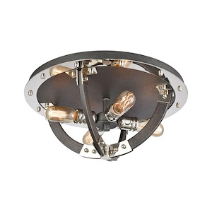 Riveted Plate - 4 Light Flush Mount in Modern/Contemporary Style with Urban and Modern Farmhouse inspirations - 8 Inches tall and 19 inches wide - 881807