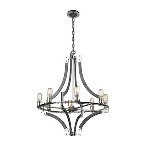 Riveted Plate - 8 Light Chandelier in Modern/Contemporary Style with Urban and Modern Farmhouse inspirations - 35 Inches tall and 28 inches wide - 705051