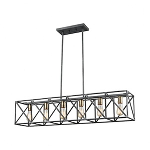 Crossbar - 6 Light Chandelier in Modern/Contemporary Style with Urban/Industrial and Modern Farmhouse inspirations - 9 Inches tall and 42 inches wide