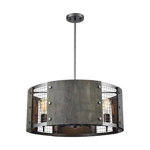 Halstead - 6 Light Chandelier in Transitional Style with Urban/Industrial and Country/Cottage inspirations - 11 Inches tall and 24 inches wide